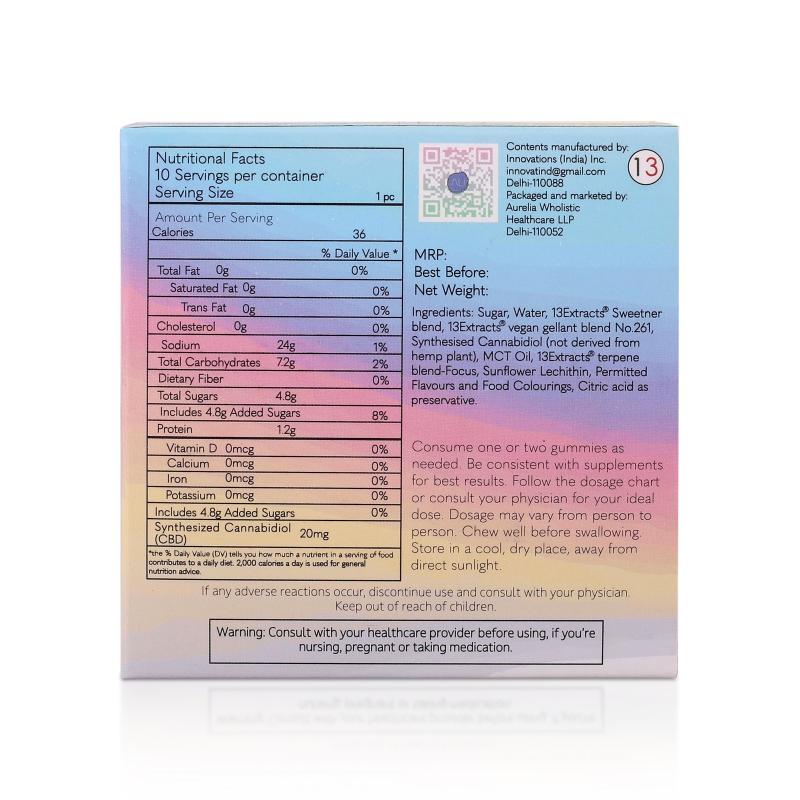 Andyou-Focus&U Gummies 200mg CBD + terpenes for focus CBD gummies product ingredients photo -listed-at-cbd-shop-of-india