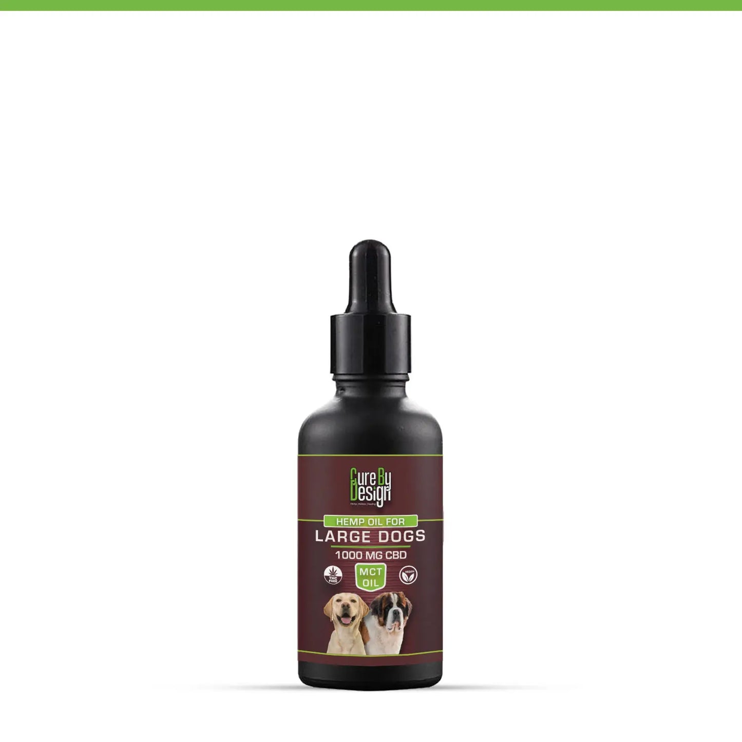 Bottle of pet CBD supplement for large dogs on a white background