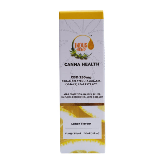 Canna Health CBD product packaging with Indus Hemp logo on a white background