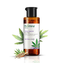 Load image into Gallery viewer, Hampa Wellness Seed Oil for Pets: A pet-friendly plastic bottle of Hampa Wellness Seed Oil, featuring a nozzle cap for easy portioning when adding to pet food, available at CBD Shop of India online store.
