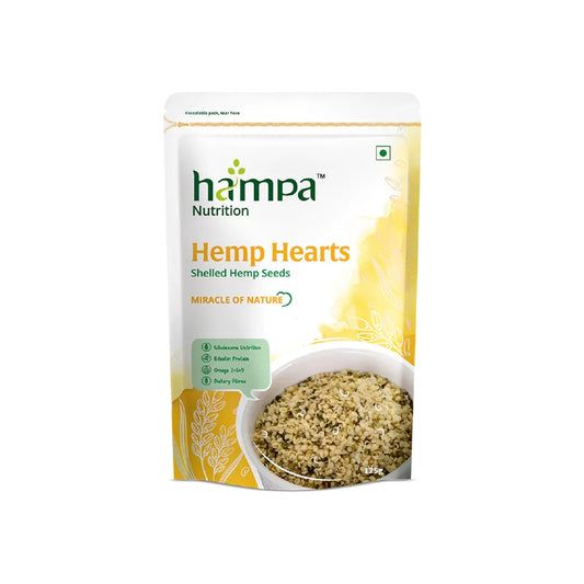 Hampa Nutrition Hemp Hearts packaging on a white background