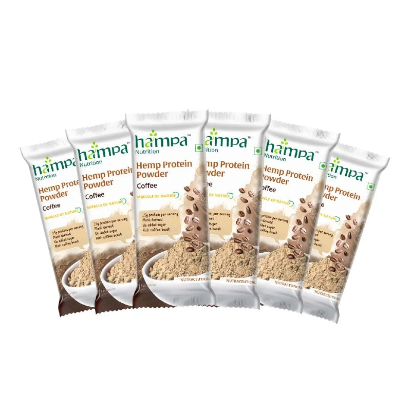 Pack of Hampa Hemp Protein Powder packages on a white background