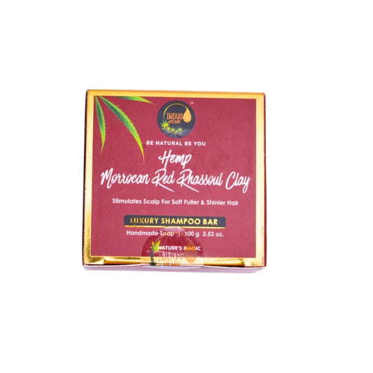 Box of Hemp Moroccan Red Rhassoul Clay Luxury Shampoo Bar on a white background