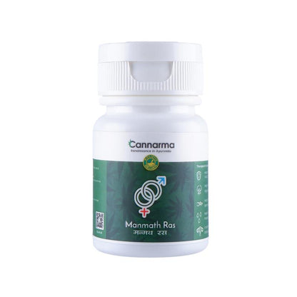 White plastic bottle labeled "Cannarma Manmath Ras" on a white background.