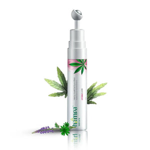 Hemp Skincare product with cannabis leaf design on a white background