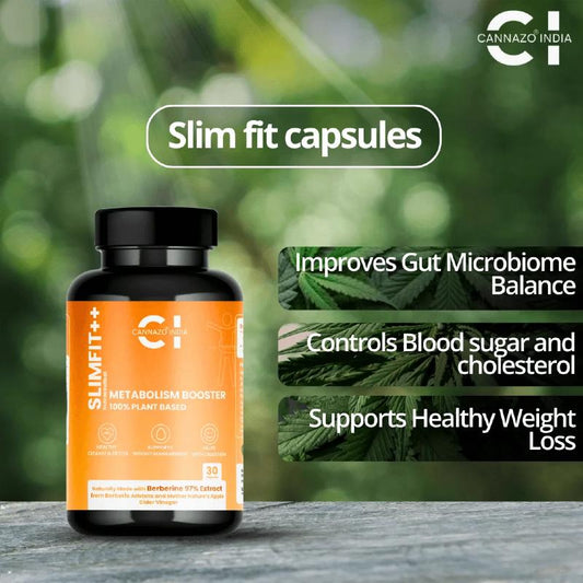 Cannazo India Slim Fit capsules with greenery in the background
