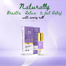 Load image into Gallery viewer, Promotional display of Cannazo India&#39;s Sinus Aid roll-on against a purple background.

