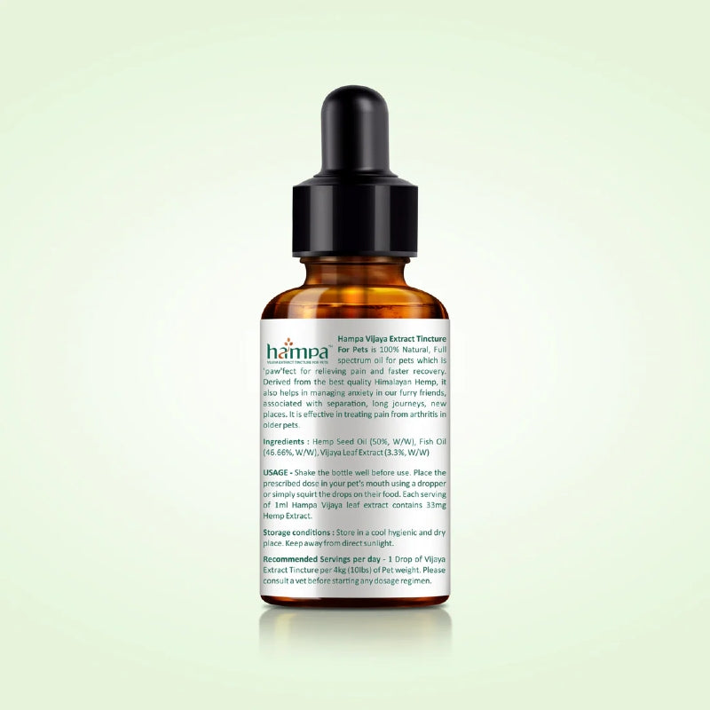 Hemp skincare serum bottle with dropper on a light green background