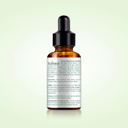 Hemp skincare serum bottle with dropper on a light green background