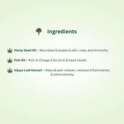 List of ingredients with corresponding benefits on a light green background