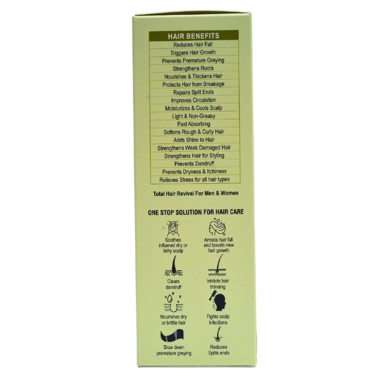 Hemp Hair care product packaging with text on hair benefits and usage instructions.