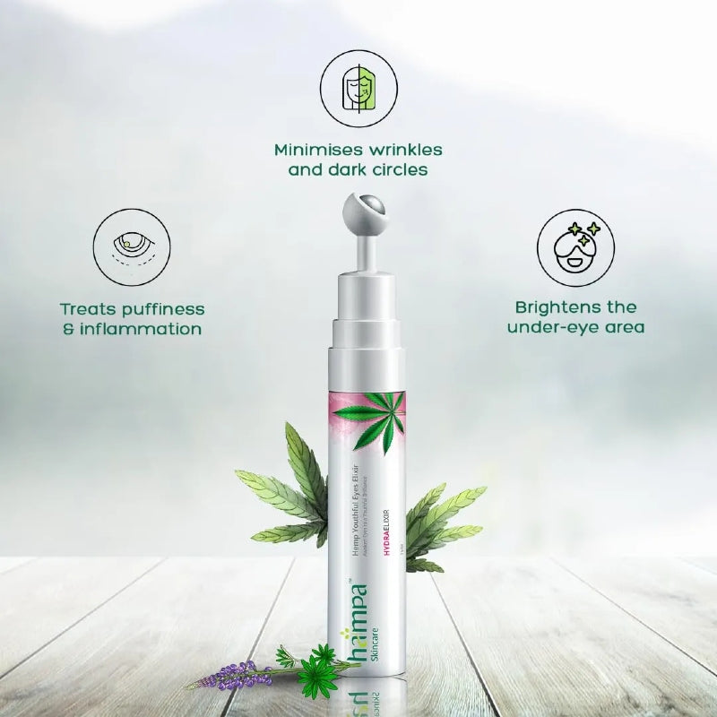 Hemp Skincare device with cannabis leaves on a light background