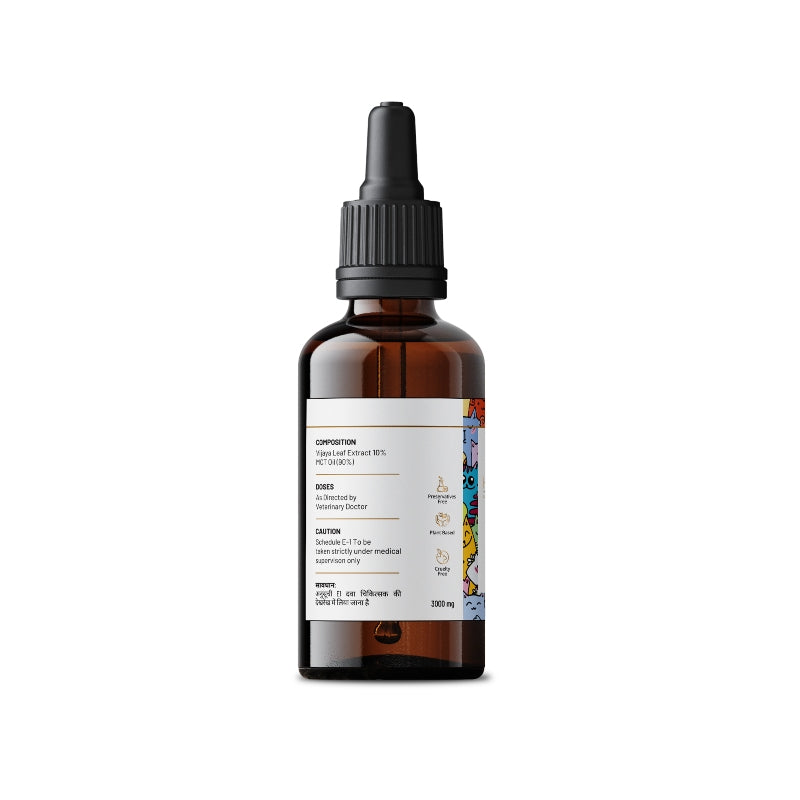 Brown glass Pet CBD Oil bottle with dropper on a white background