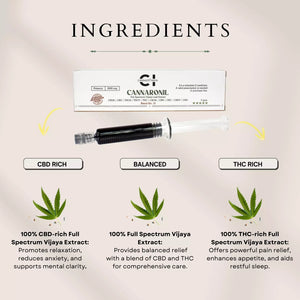 Graphic comparing CBD and THC oils with descriptions of their benefits and cannabis leaf icons.