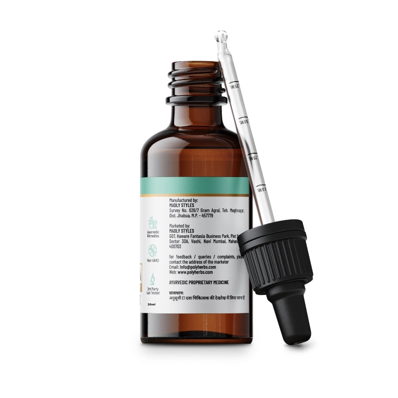 Brown glass CBD Oil bottle with dropper on a white background