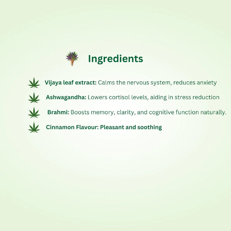 List of ingredients with corresponding benefits on a light green background