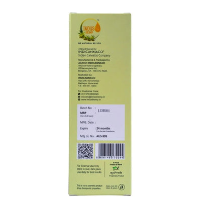 Indicannaco product packaging with text and barcode on a white background