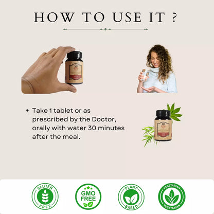 Hands holding a cannazo cbd supplement bottle with usage instructions and gluten-free, GMO-free, plant-based, vegetarian badges.