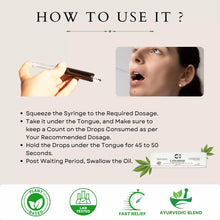 Load image into Gallery viewer, A guide on using a syringe dropper for cannabis oil with text instructions and certification icons.
