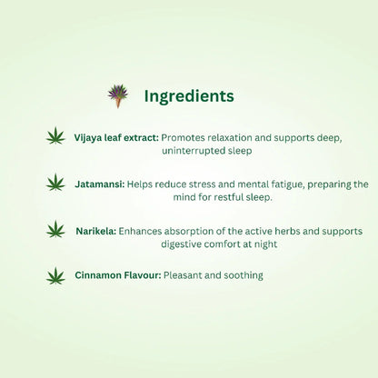 List of ingredients with cannabis leaf icons on a light green background