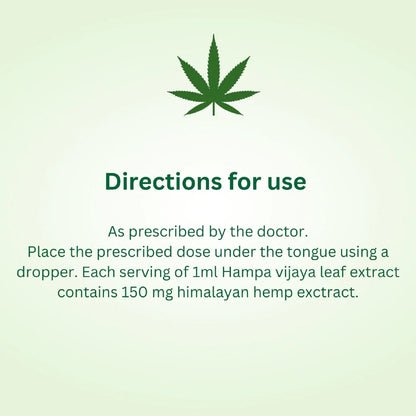 Directions for use of Hampa Vijaya leaf extract on a light green background