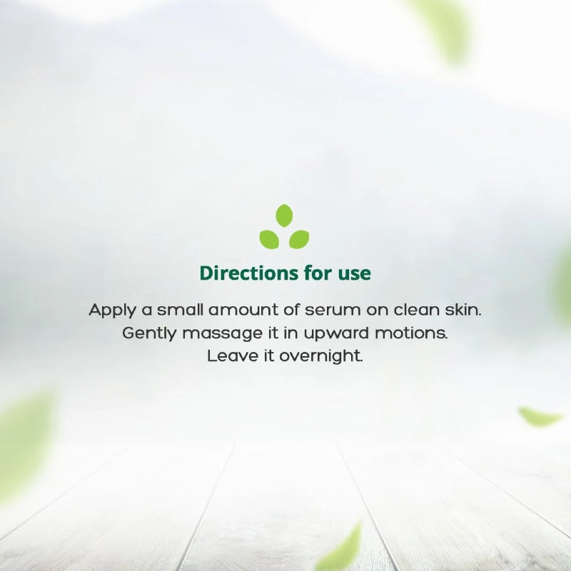 Hemp Serum application instructions with a green leaf logo on a light background