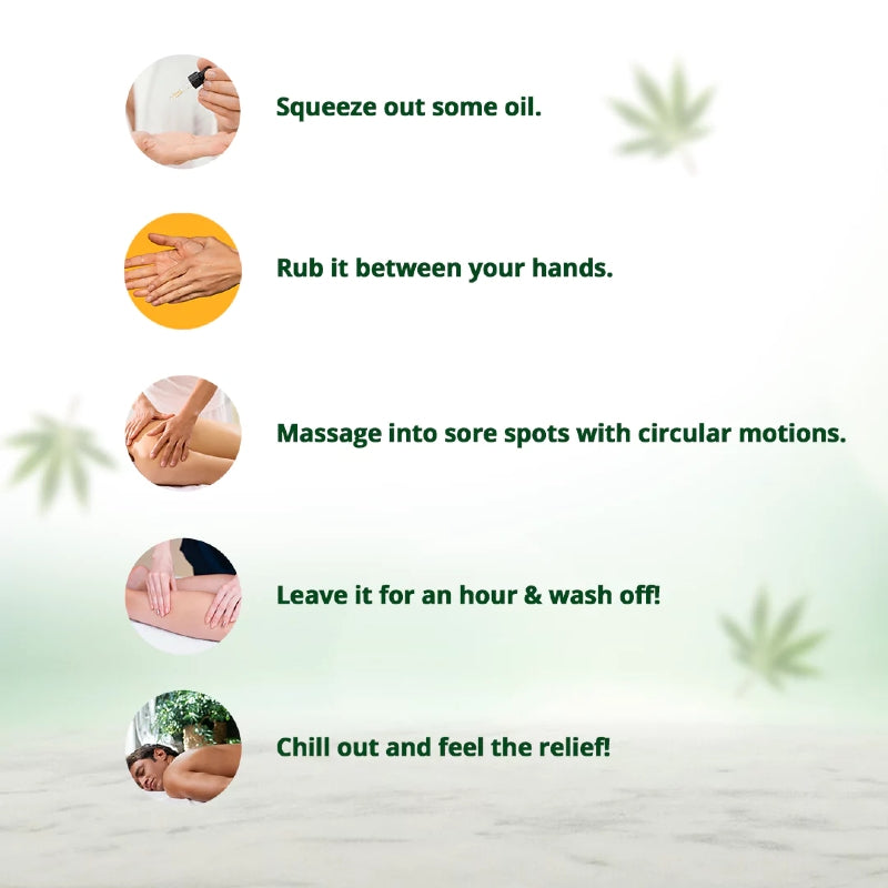 Step-by-step guide for using a natural remedy with images of hands and text on a light green background.