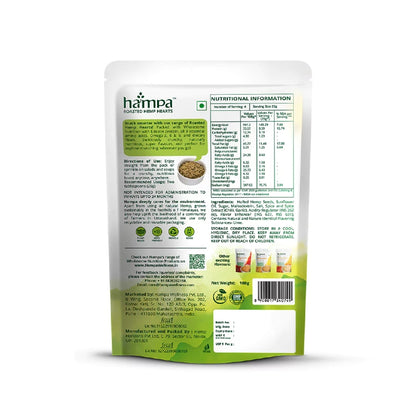 Hemp protein powder package with nutritional information on a white background