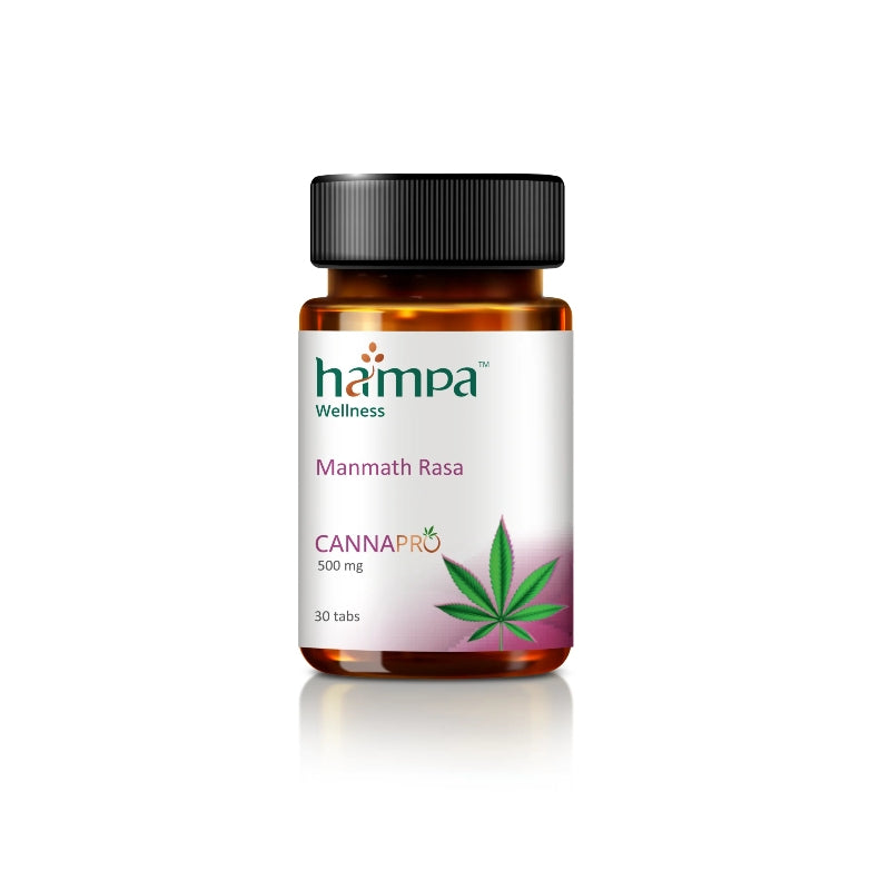 Bottle of Hampa Hemp Wellness Manmath Rasa CannaPro on a white background