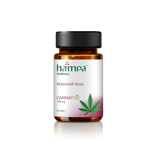 Bottle of Hampa Hemp Wellness Manmath Rasa CannaPro on a white background
