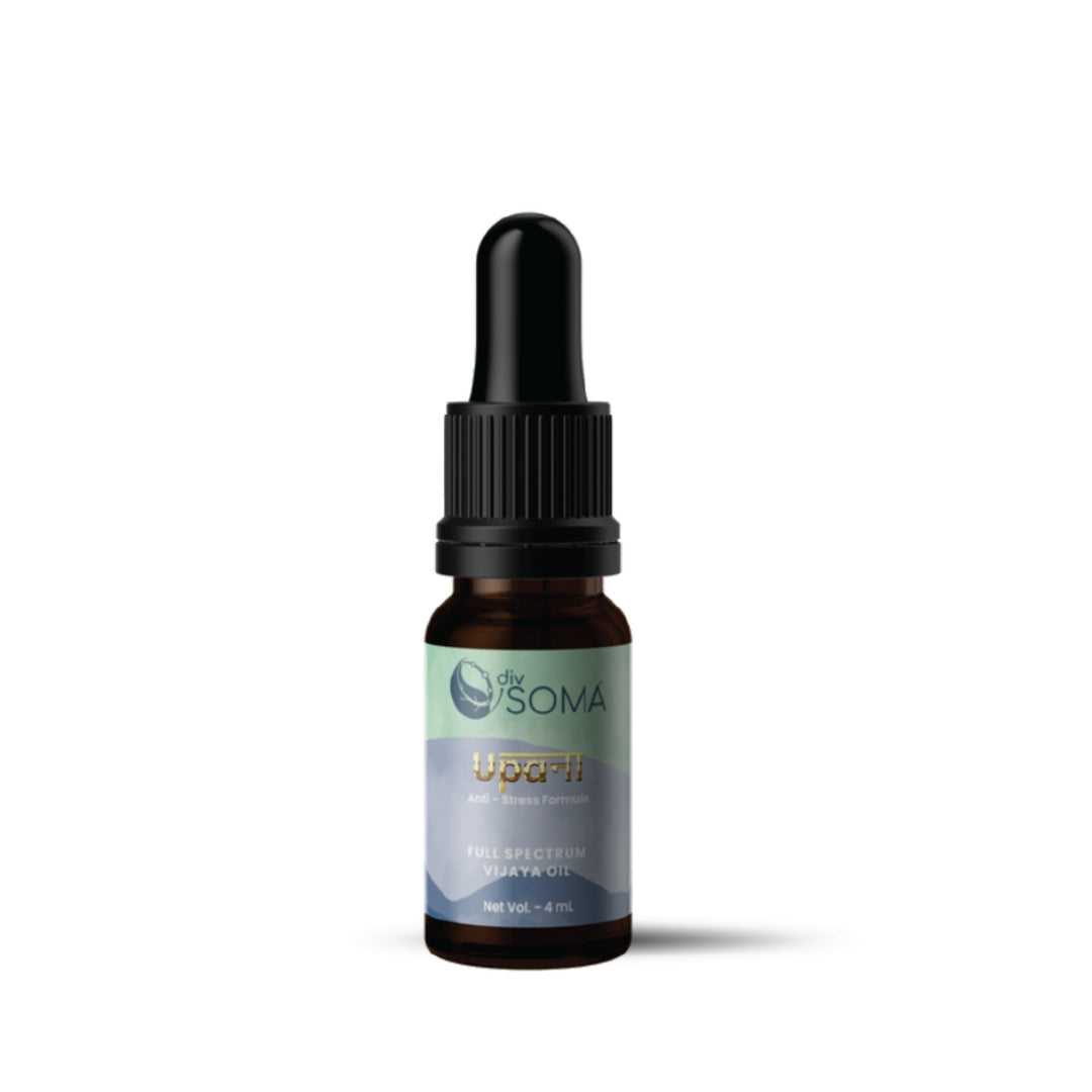 Bottle of DivSoma Upana CBD Oil bottle on a white background