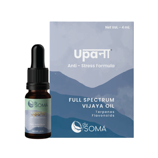 DivSoma Full spectrum CBD Oil bottle and packaging with 'Upana' branding on a white background