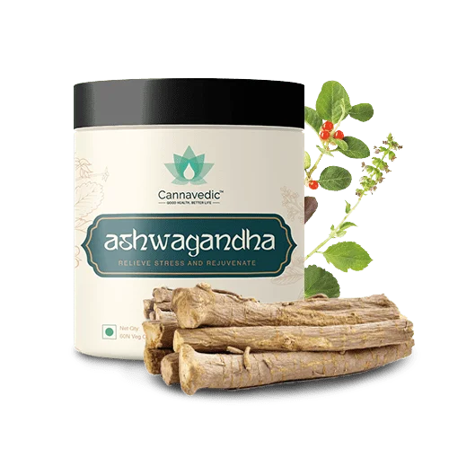 Image of premium ashwagandha capsules in a sleek container, available at CBD Shop of India