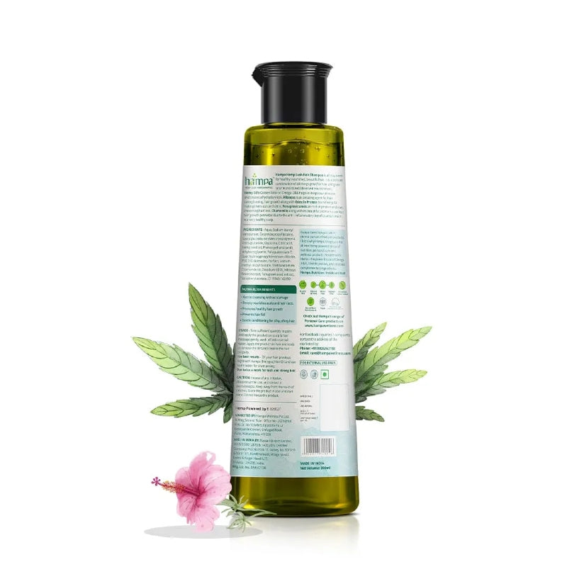 Bottle of Hemp oil with cannabis leaves and a pink flower on a white background
