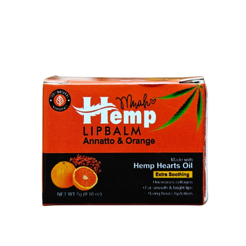 Box of Hemp lip balm with Annatto & Orange flavor on a white background