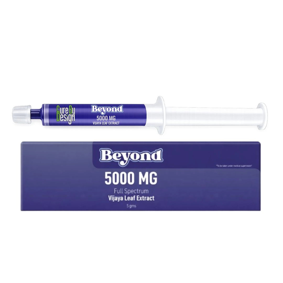 Beyond 5000 MG Full Spectrum Vijaya Leaf Extract packaging with syringe on a white background