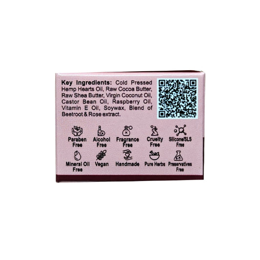 Product label with ingredients list and free claims on a white background