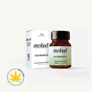 A product image showing a bottle of 'CALMASULE Vijaya Extract Capsules' next to its packaging.
