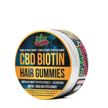 Load image into Gallery viewer, CBD Infused Hair Vitamins: Revitalize your hair with our delicious gummies packed with CBD, Biotin, and Vijaya Extract. Experience thicker, stronger, and healthier hair.
