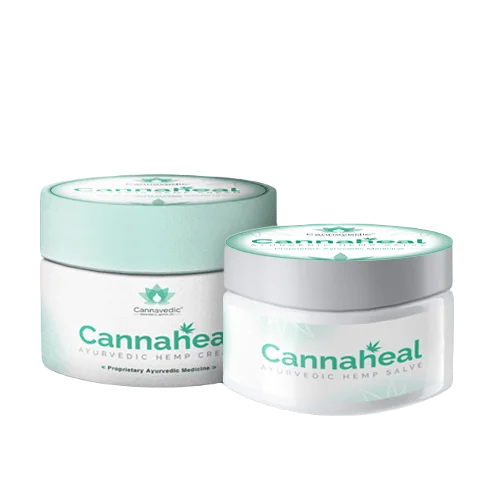 A jar of Cannaheal CBD cream with a jar of cream, both placed on a white background, available at CBD Shop of India