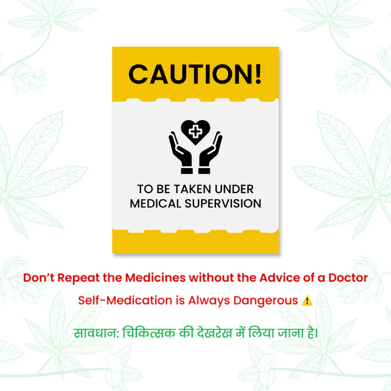 Warning sign: Take under medical supervision. Avoid repeating medicines without doctor's advice. Self-medication is harmful. (Repeated in Hindi)