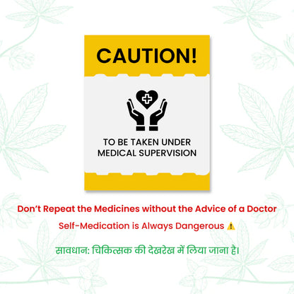 Warning sign: Take under medical supervision. Avoid repeating medicines without doctor's advice. Self-medication is harmful. (Repeated in Hindi)
