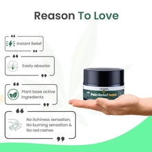 Load image into Gallery viewer, Cannarma Pain Relief Balm offers instant relief, easy absorption, plant-based ingredients, and gentle use with no itchiness.
