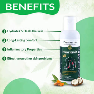 Cannarma Psoriasis Oil: Hydrates & heals skin, long-lasting comfort, reduces inflammation, effective on other skin issues.