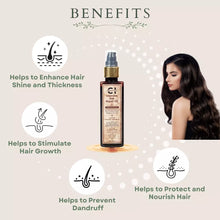 Load image into Gallery viewer, Ad for cannazo hair repair oil highlighting benefits for hair growth, shine, dandruff prevention, and nourishment.
