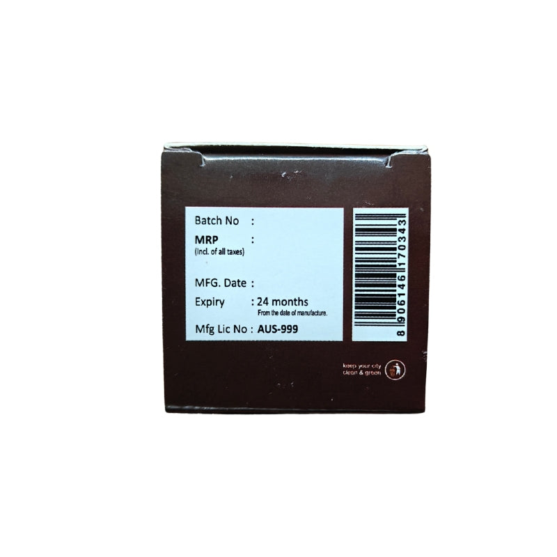 Back of a black box with product information label on a white background