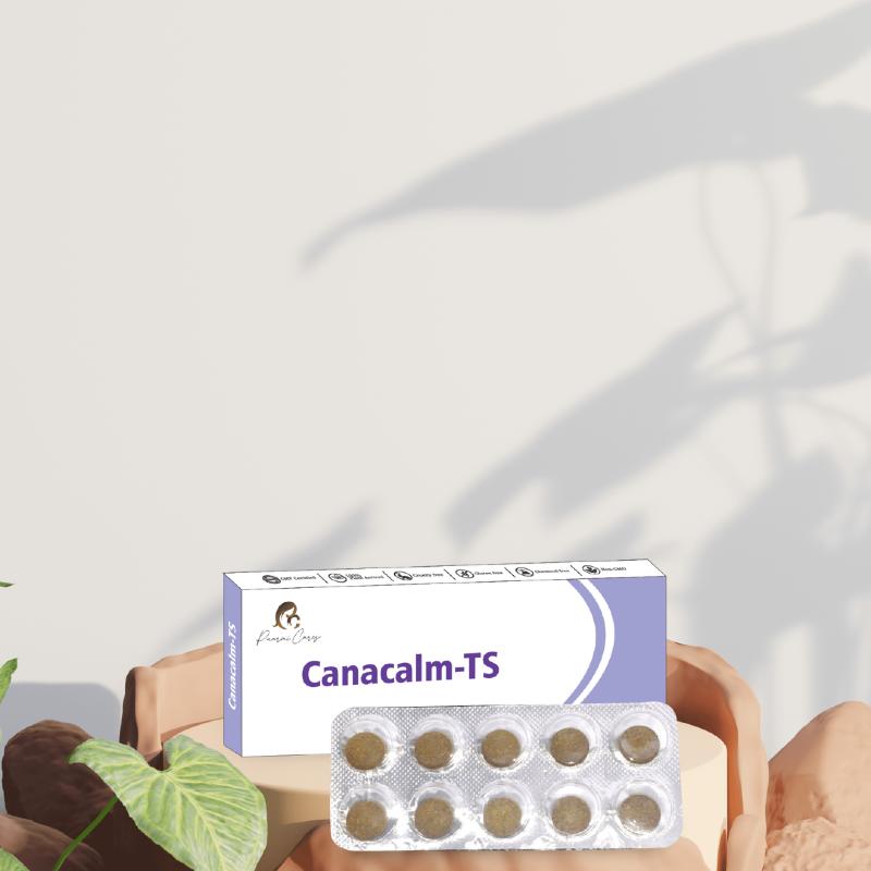 Box and blister pack of Cannacalm-TS medication by Paarmi Cares.