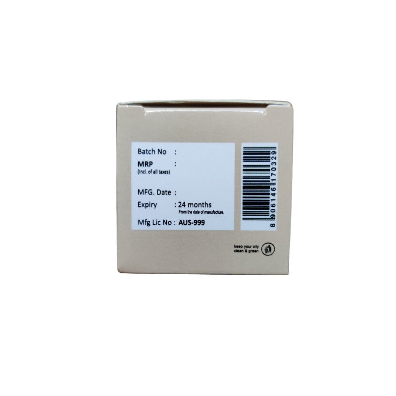 Hemp lip balm Product packaging with a label displaying batch number, MRP, manufacturing date.