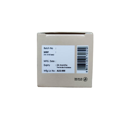 Hemp lip balm Product packaging with a label displaying batch number, MRP, manufacturing date.