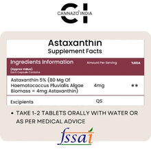 Load image into Gallery viewer, supplemett facts of astaxanthin. 
